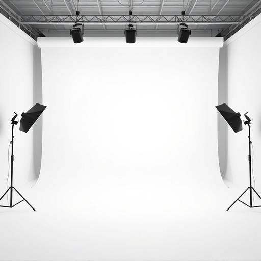 A brightly lit cyclorama studio ideal for creating seamless background images and videos.