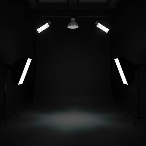 Interior of the Black Box Studio, featuring controlled lighting and a dark background